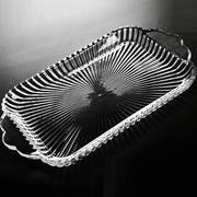 欧式水晶玻璃长方形托盘水果盘，创意刻花茶几，水杯盘瓜果盘干果盘