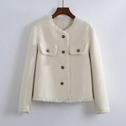 秋冬法式小香风大衣女，小个子流苏高级感短款双面羊绒柔软外套