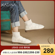 卡迪娜23年秋冬加绒雪地靴时尚平跟保暖女靴KWA230165