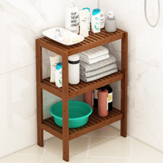 浴室置物架卫生间落地厕所，洗脸盆架子家用竹实木质，放沐浴露收纳架