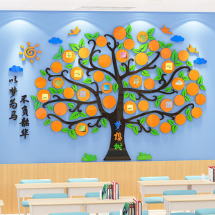梦想树许愿心愿墙环创班级，文化墙布置成长神器中小学教室装饰墙贴