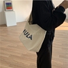 物喜市集韩版加厚帆布包斜跨女单肩帆布袋简约字母学生书包购物袋