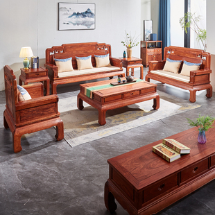 红木沙发刺猬紫檀电视柜，三人位单椅123六件套，组合客厅花梨木家具