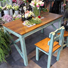 花店工作台田园餐桌椅美式做旧复古桌长方形阳台餐饮咖啡服装桌子