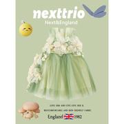 英国Next女童连衣裙夏季高级感2024洋气儿童绿色网纱蓬蓬裙子