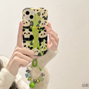 绿色熊猫链条挂绳iphone14手机壳，适用苹果13promax个性创意1211女硅胶全包防摔可爱启乾