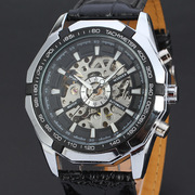 表镂空机械男士皮带，速卖通ebay手表winner机械手表时尚