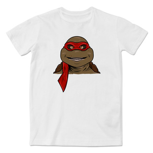 拉斐尔的肖像忍者神龟休闲时尚潮流印花圆领短袖T恤男女同款