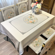 餐桌布新中式长方形客厅椅套罩套装，花鸟加厚棉麻不褪色中国风台布