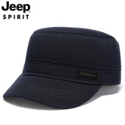 jeep吉普平顶帽秋冬帽子，男士护耳毛呢户外老年保暖时尚爷爷鸭舌帽