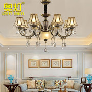奥灯地中海古典客厅全铜水晶灯，黑擦金工艺，餐厅卧室楼梯吊灯具h314