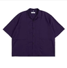 边缘工作室原创设计季短袖日系宽松紫色简复古拼接五分袖男衬衫