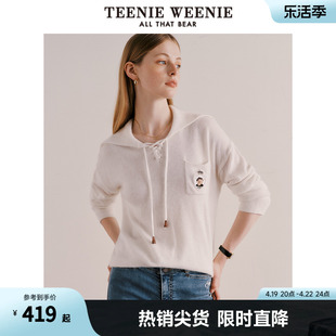 TeenieWeenie小熊春装海军领翻领套头针织衫毛衣女装内搭上衣