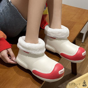 日本JT雨鞋女加棉时尚短筒防滑耐磨防水百搭学生EVA保暖棉鞋