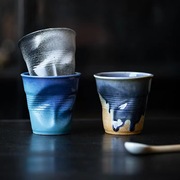 日式创意手捏咖啡杯绞纹创意陶瓷杯子牛奶杯茶杯简约家用情侣对杯
