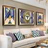 现代轻奢客厅装饰画，美式大象招财风水壁画高档欧式沙发背景墙壁画