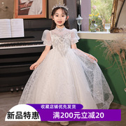 主持人礼服裙花童生日大码白纱公主裙气质钢琴演奏学生艺考演出服