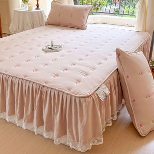 花边夹棉床笠床裙二合一公主风床罩防尘席梦思床垫保护罩床套