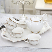 欧式骨瓷茶具咖啡杯具套装八件套带托盘英式下午茶礼盒装结婚送礼