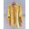 新中式国风黄色丝绒压褶拼色短外套女装春季气质，唐装盘扣上衣