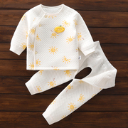 0-12个月宝宝秋冬套装，衣服新生婴儿夹棉保暖长袖，开裆裤子分体两件