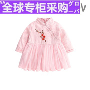 日本女童连衣裙秋冬装，洋气小孩婴儿宝宝，周岁礼服公主裙加绒厚