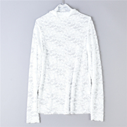 法式立领蕾丝衬衣，10.3l76296镂空透视春秋时尚修身长袖，打底衫