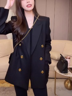 设计师款双排扣黑色西装外套女轻奢高级感韩版休闲流行西服春秋装