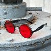 工业蒸汽朋克超酷红色，墨镜圆未来感cosplay太阳眼镜末日废士哥特