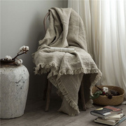 比利时进口 纯亚麻盖毯夏凉毯单人休闲毯沙发床尾毯子膝盖空调毯
