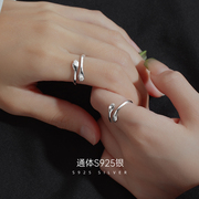 s925纯银戒指情侣一对时尚个性，食指环可刻字送对象礼物2024年