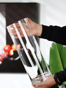 简约玻璃花瓶透明大号，直筒水养富贵竹百合插干花，摆件客厅北欧现代