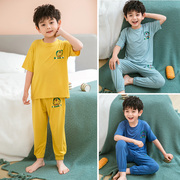 男童夏季莫代尔睡衣薄款儿童短袖家居服套装中大童男孩宝宝空调服
