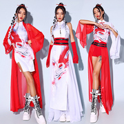 女团打歌服中国风爵士舞旗袍修身年会舞蹈演出服装红色国潮舞台装