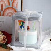 银灰双层加高蛋糕盒6寸8寸10寸半透明三层方生日蛋糕盒子烘焙包装