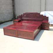 实木储物床中式简约榆木1.5M1.8米2双人床头柜高箱板床小户型卧室