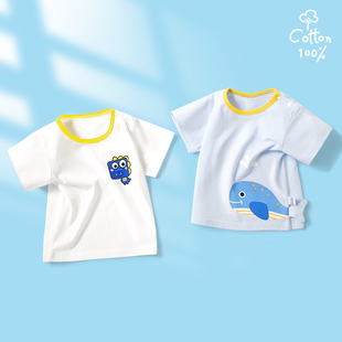 宝宝短袖t恤夏季婴儿夏装，男童上衣儿童，衣服白色纯棉女童小童半袖