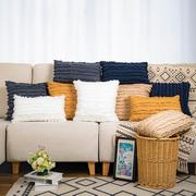亚马逊家居布艺抱枕套方形棉麻靠枕背靠剪花现代沙发抱枕靠垫客厅