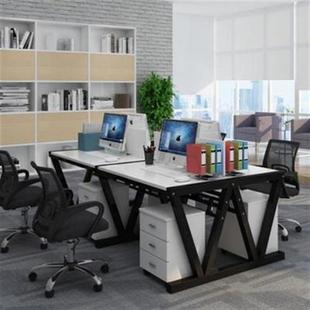 简洁六人位台式承重电脑办公桌坚固现代简约职员员U工桌北欧公司