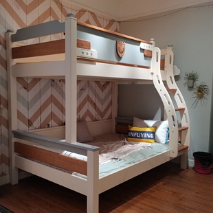 全实木高低床子母床双层床上下铺儿童床，男孩女孩多功能组合床家具