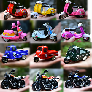 摩托车跑车踏板车玩具模型合金小车，男孩三轮回力滑行儿童玩具车