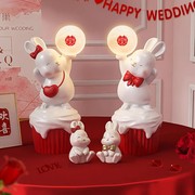 创意长明灯兔子结婚小夜灯一对婚房卧室床头灯台灯新婚礼物送新人
