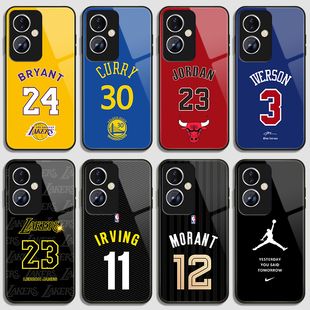 NBA詹姆斯艾弗森球衣号手机壳适用于OPPOA2库里a1pro科比97/96/95乔丹93罗斯92s钢化玻璃91欧文72杜兰特57