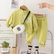 男宝宝秋季包包拉链外套，两件套装洋气2儿童衣服，秋款3婴儿春秋童装