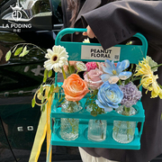 LA朴町  创意手提花篮花瓶鲜花花束可折叠插花盒花艺包装材料礼物