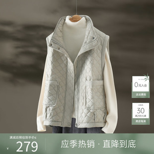 IHIMI海谧时尚棉衣马甲女士2023冬季上衣背心设计感短款外套
