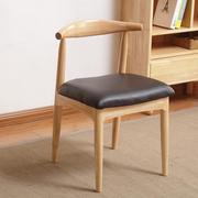 北欧牛角椅纯实木橡胶木西餐厅，椅子咖啡馆凳子甜品店休闲椅