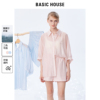 Basic House/百家好天丝短袖衬衫女设计感2024夏季短裤两件套套装