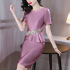 喜婆婆婚宴装紫色晚礼服2023夏季气质高贵优雅复古修身连衣裙