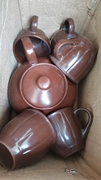 库存茶壶八十年代淄博德利陶瓷厂手工紫砂茶具套装家用无添加